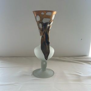 Handmade Blown Glass Vase Coated With Metal C1